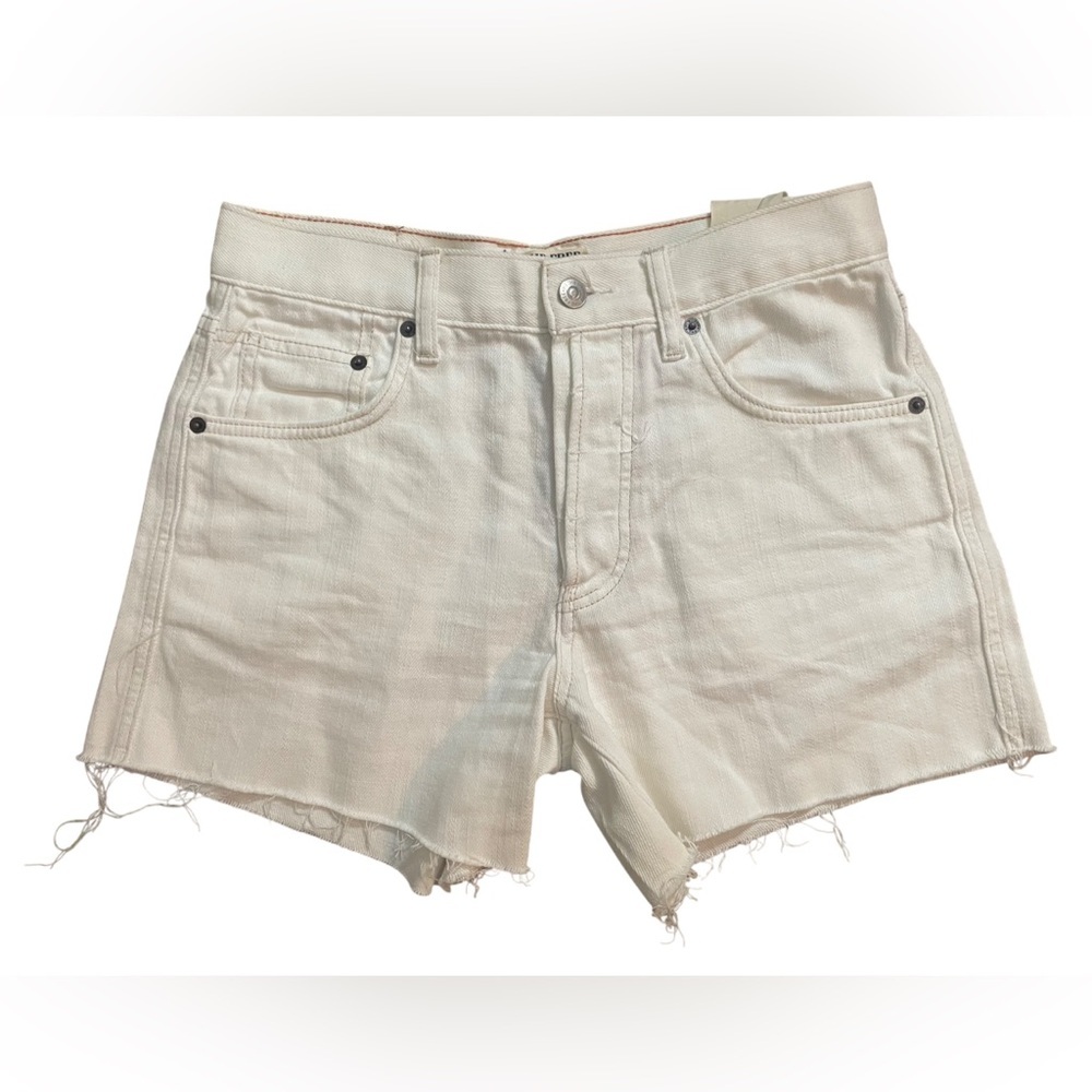 We The Free Free People Shorts 26 NWT New Ivy Mid-Rise Cutoff Denim Boho Ivory